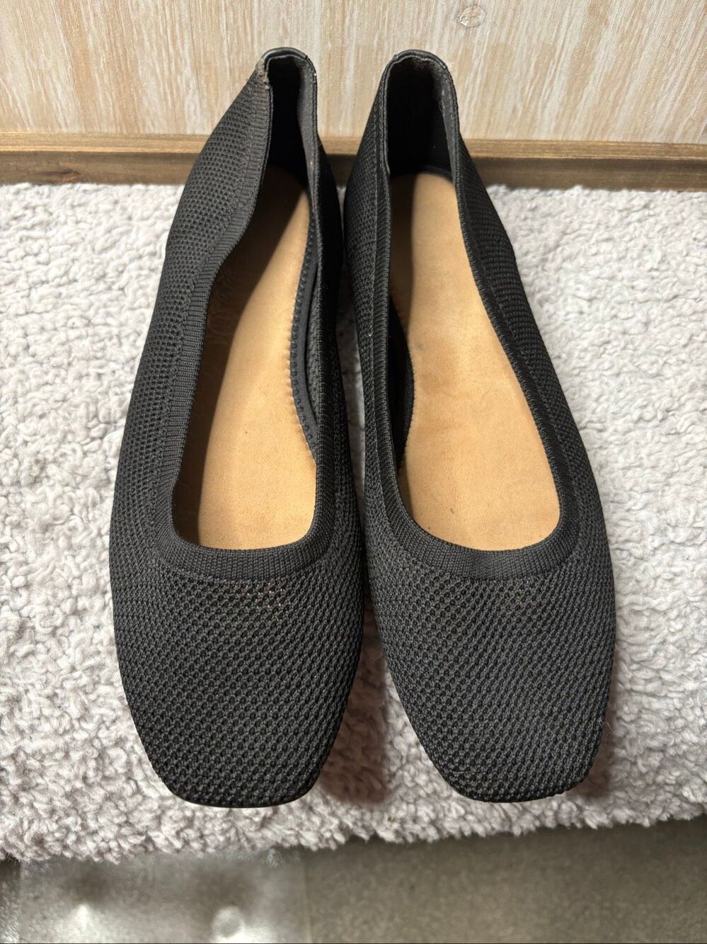 Xappeal Milani Black Knit Square Toe Ballet Flats Women's Size 11
